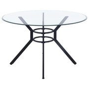 Steele 48-inch Round Glass Top Dining Table Matte Black - 115200BLK
