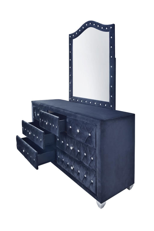 Stella - 7 Drawers Blue Upholstered Velvet Dresser - B210-D