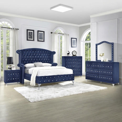 Stella - Blue Queen Bed, Dresser, Mirror, Nightstand - B210-QDMN