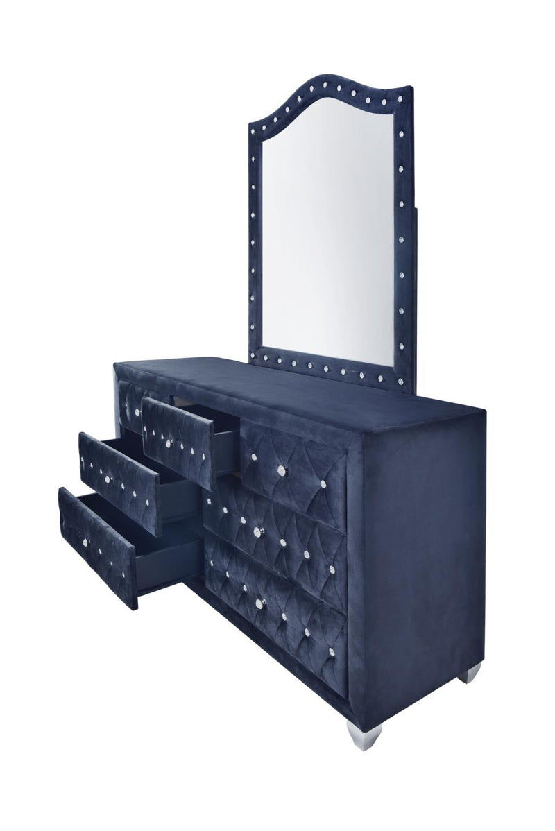 Stella - Blue Upholstered Velvet Mirror - B210-M