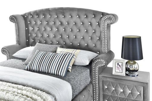 Stella - Gray Upholstered Velvet Queen Bed - B209-Q-Bed