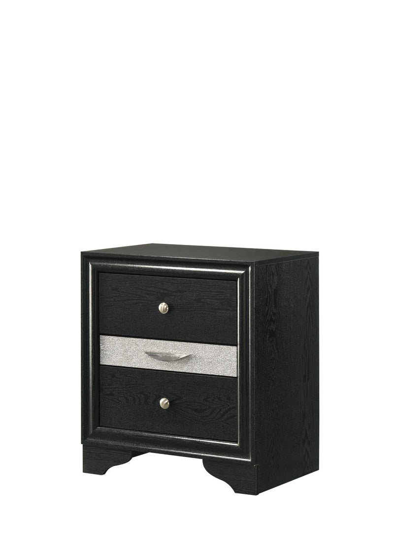 Stellan - 3 Drawers Black Nightstand with Silver Accent - B367-N