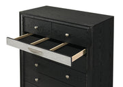 Stellan - 6 Drawers Black Chest with Silver Accent - B367-C