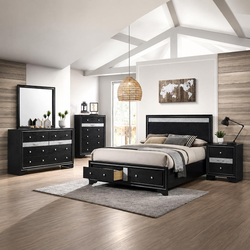 Stellan - Black Queen Bed, Dresser, Mirror, Chest, Nightstand - B367-QDMCN