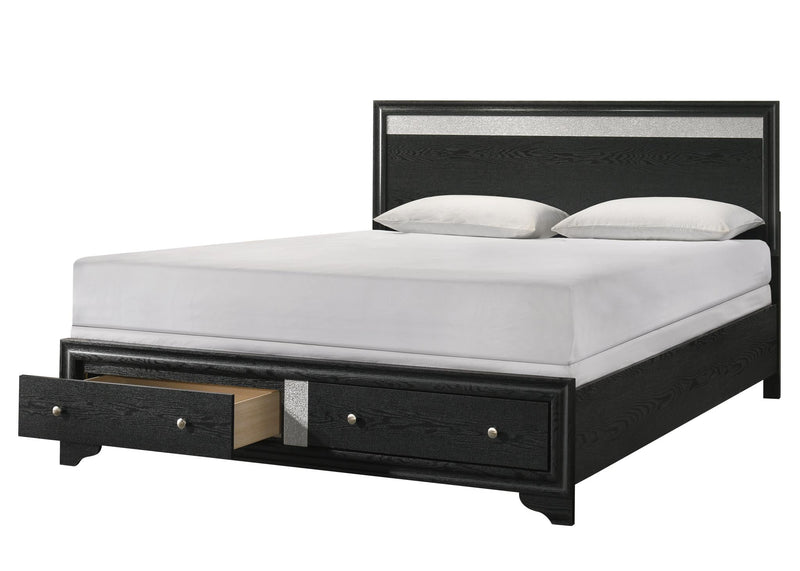 Stellan - Black Storage Queen Bed with Silver Accent - B367-Q-Bed