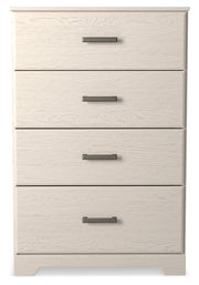 Stelsie Twin Panel Bed with Mirrored Dresser and Chest in White - PKG015995