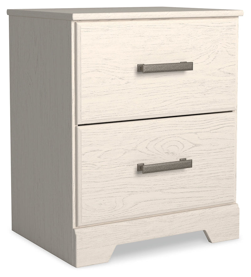Stelsie Twin Panel Bed with Mirrored Dresser and Nightstand in White - PKG015994
