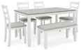 Stonehollow Dining Table and Chairs with Bench (Set of 6) - Gate FurnitureDining Table
