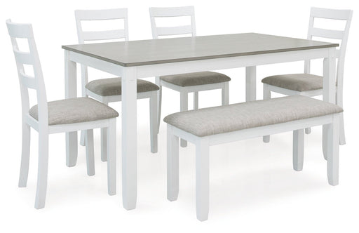 Stonehollow Dining Table and Chairs with Bench (Set of 6) - Gate FurnitureDining Table