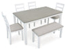Stonehollow Dining Table and Chairs with Bench (Set of 6) - Gate FurnitureDining Table