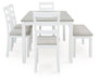 Stonehollow Dining Table and Chairs with Bench (Set of 6) - Gate FurnitureDining Table