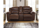 Stoneland Chocolate Power Reclining Loveseat with Console - Lara FurniturePower Reclining Loveseat