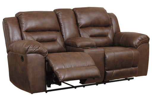 Stoneland Chocolate Reclining Loveseat with Console - Gate FurnitureLoveseat