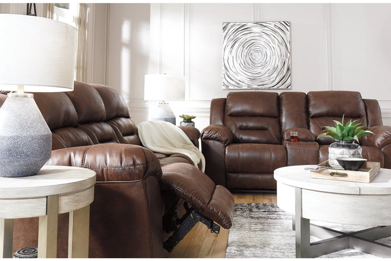 Stoneland Chocolate Reclining Sofa - Lara FurnitureReclining Sofa