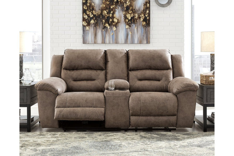 Stoneland Fossil Power Reclining Loveseat with Console - Lara FurniturePower Reclining Loveseat