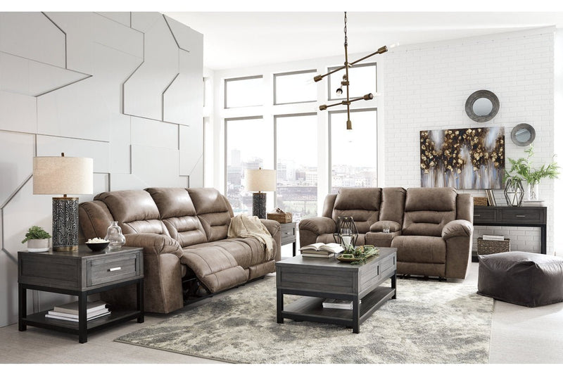 Stoneland Fossil Reclining Loveseat with Console - Lara FurnitureLoveseat