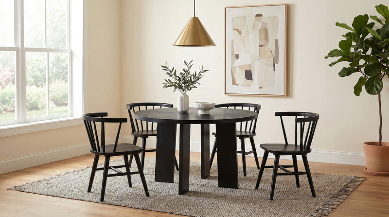 Strouse 47-inch Round Wood Dining Room Table Black - 193940BLK