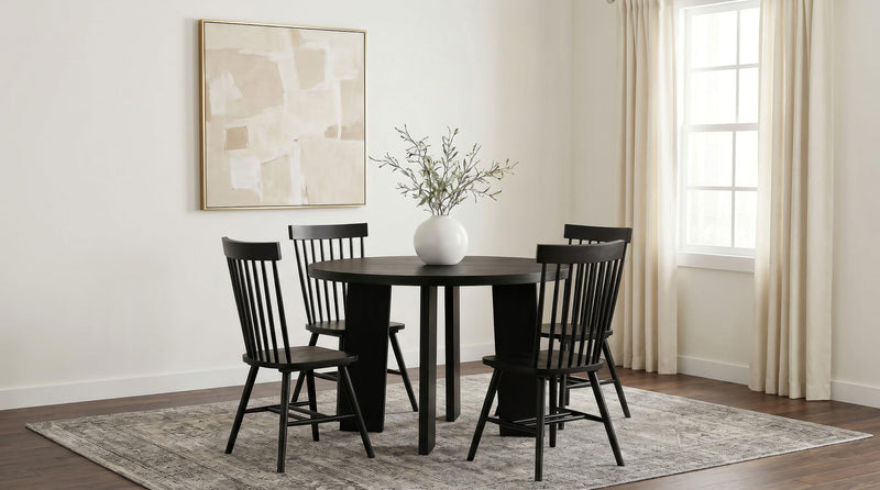 Strouse 47-inch Round Wood Dining Room Table Black - 193940BLK