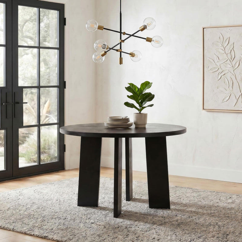Strouse 47-inch Round Wood Dining Room Table Black - 193940BLK