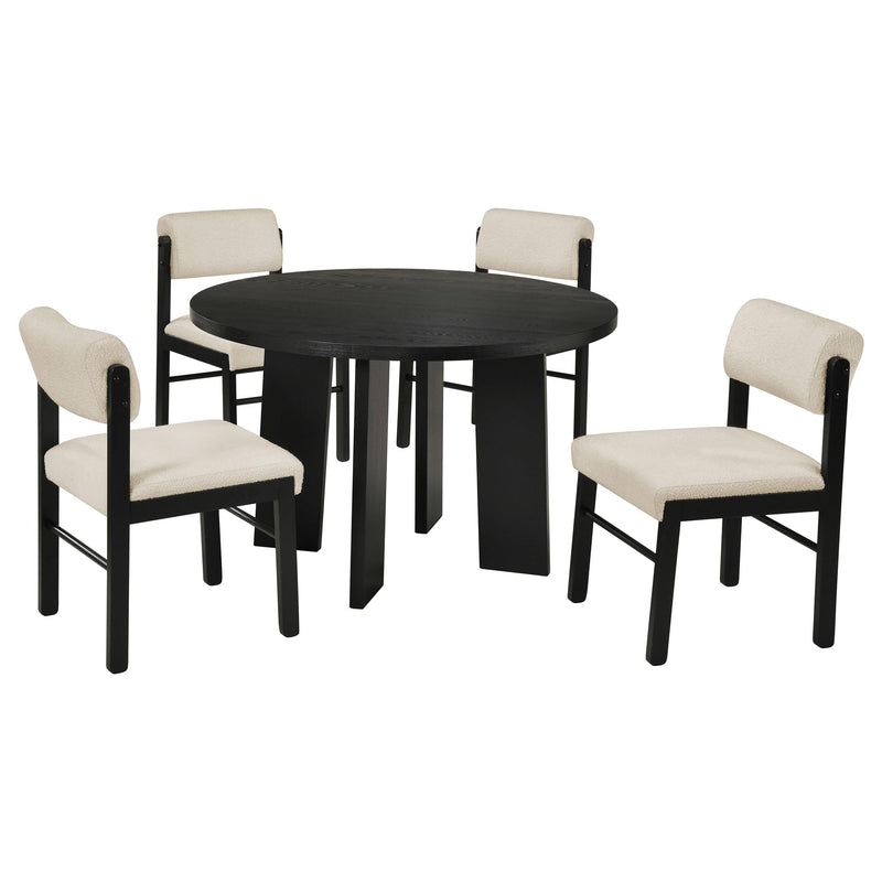Strouse 5-piece Dining Set Cream and Black - 193940BLK-S5B