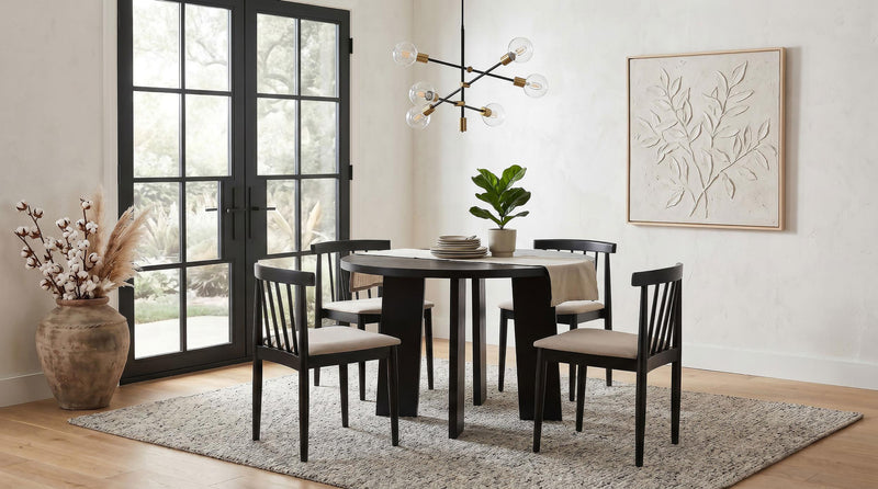 Strouse 5-piece Dining Set Wheat and Black - 193940BLK-S5A