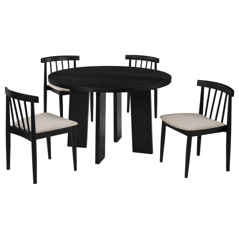 Strouse 5-piece Dining Set Wheat and Black - 193940BLK-S5A