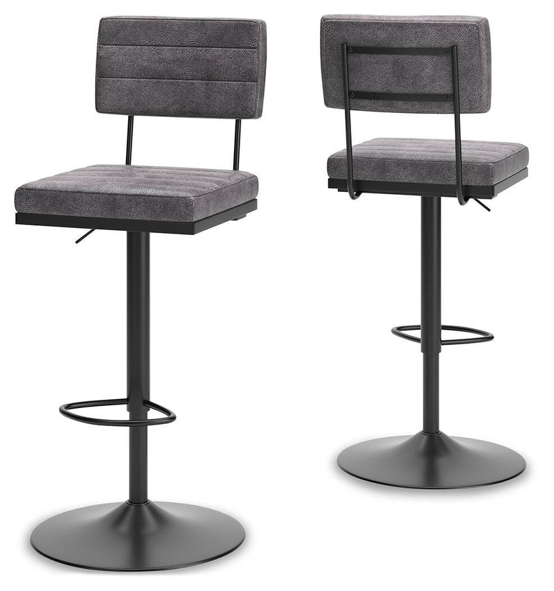 Strumford Gray/Black Bar Height Bar Stool (Set of 2) - D119-630X2