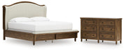 Sturlayne California King Upholstered Panel Bed with Dresser in Brown from Ashley - Lara Furniture