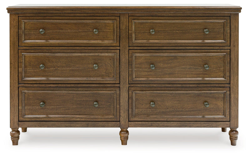 Sturlayne King Upholstered Panel Bed with Dresser and 2 Nightstands in Brown from Ashley - Lara Furniture