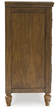 Sturlayne King Upholstered Panel Bed with Dresser and 2 Nightstands in Brown from Ashley - Lara Furniture