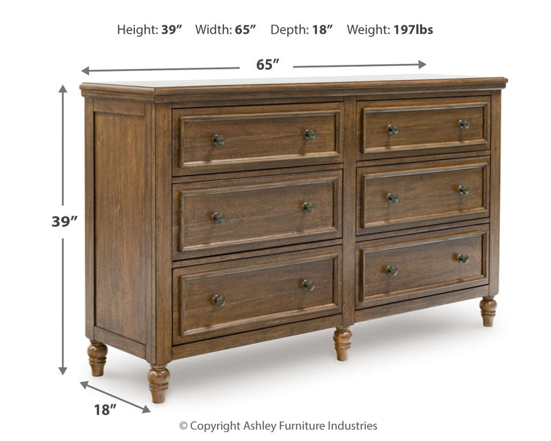 Sturlayne King Upholstered Panel Bed with Dresser and 2 Nightstands in Brown from Ashley - Lara Furniture