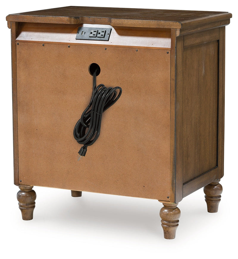 Sturlayne King Upholstered Panel Bed with Mirrored Dresser and 2 Nightstands in Brown from Ashley - Lara Furniture