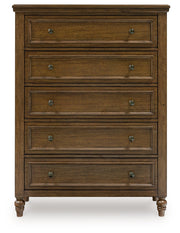 Sturlayne King Upholstered Panel Bed with Mirrored Dresser and Chest in Brown from Ashley - Lara Furniture