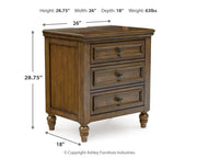 Sturlayne Queen Upholstered Panel Bed with Dresser and 2 Nightstands in Brown from Ashley - Lara Furniture