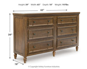 Sturlayne Queen Upholstered Panel Bed with Dresser and 2 Nightstands in Brown from Ashley - Lara Furniture