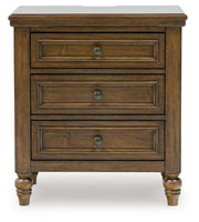 Sturlayne Queen Upholstered Panel Bed with Mirrored Dresser, Chest and Nightstand in Brown from Ashley - Lara Furniture