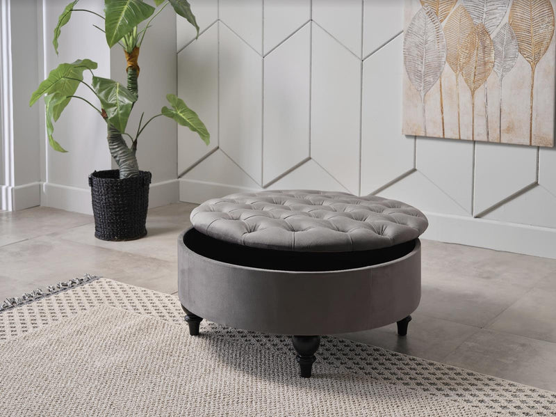 Suave Storage Ottoman (Vika Grey) - Lara FurnitureOttoman