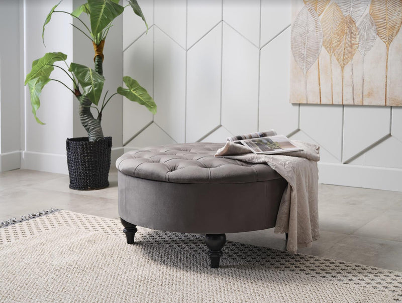 Suave Storage Ottoman (Vika Grey) - Lara FurnitureOttoman