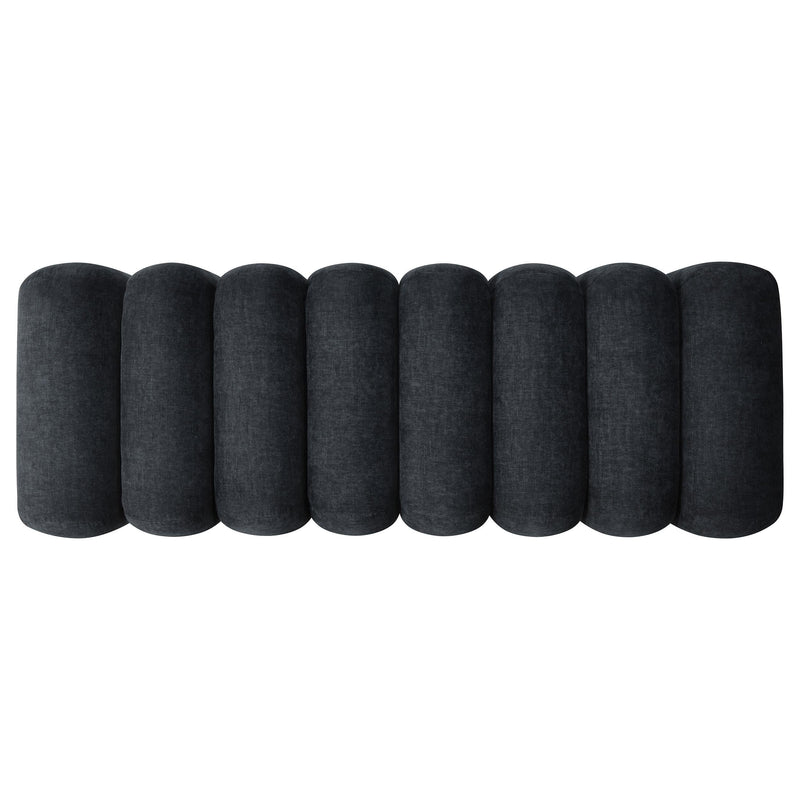 Summer Chenille Upholstered Channel Accent Bench Black - 910413