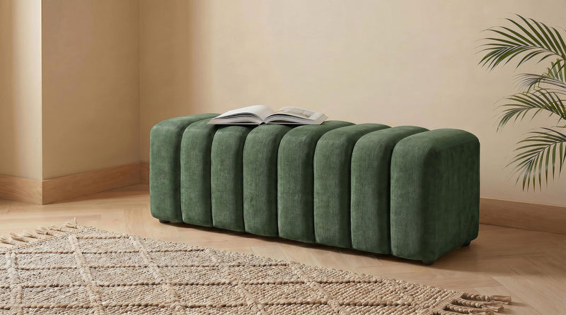 Summer Chenille Upholstered Channel Accent Bench Green - 910412