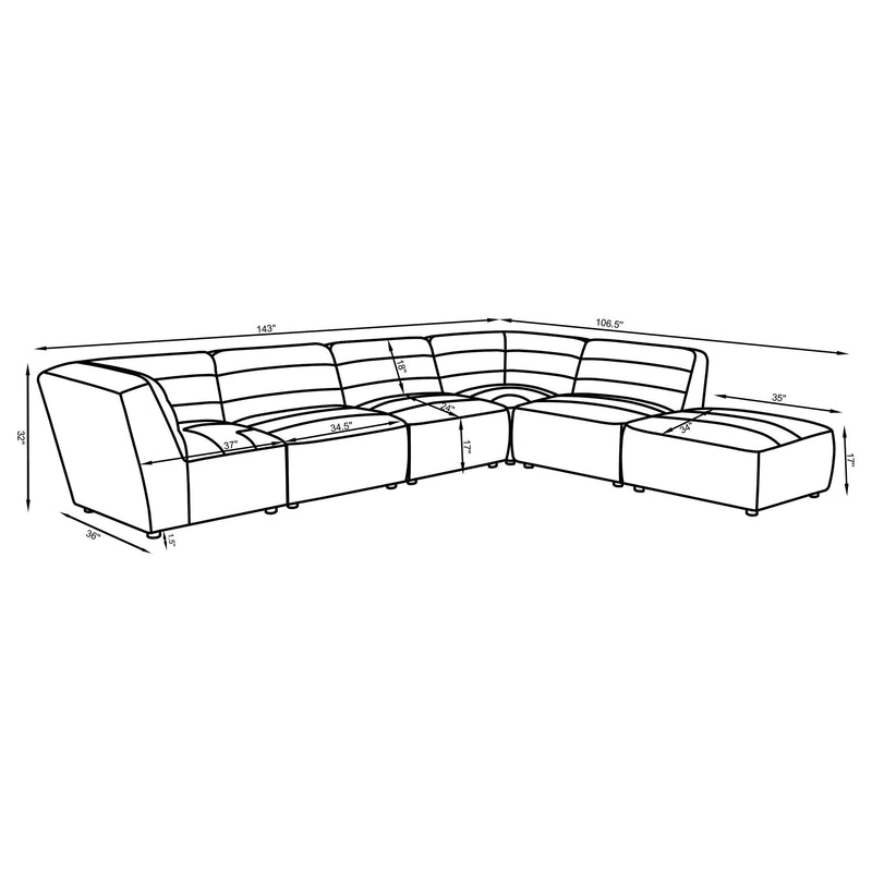 Sunny 6-piece Upholstered Modular Sectional Sofa Ivory Sherpa - 551621-SET