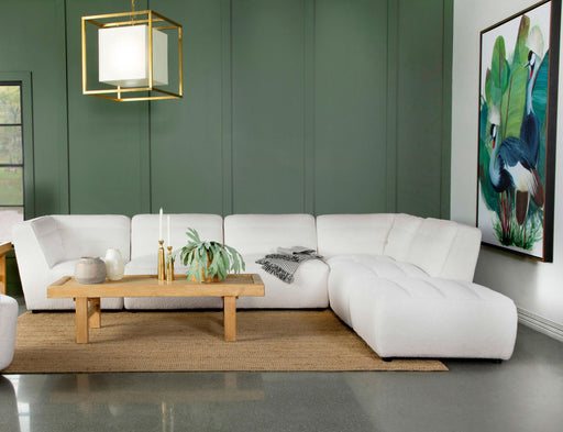 Sunny 6-piece Upholstered Modular Sectional Sofa Ivory Sherpa - 551621-SET