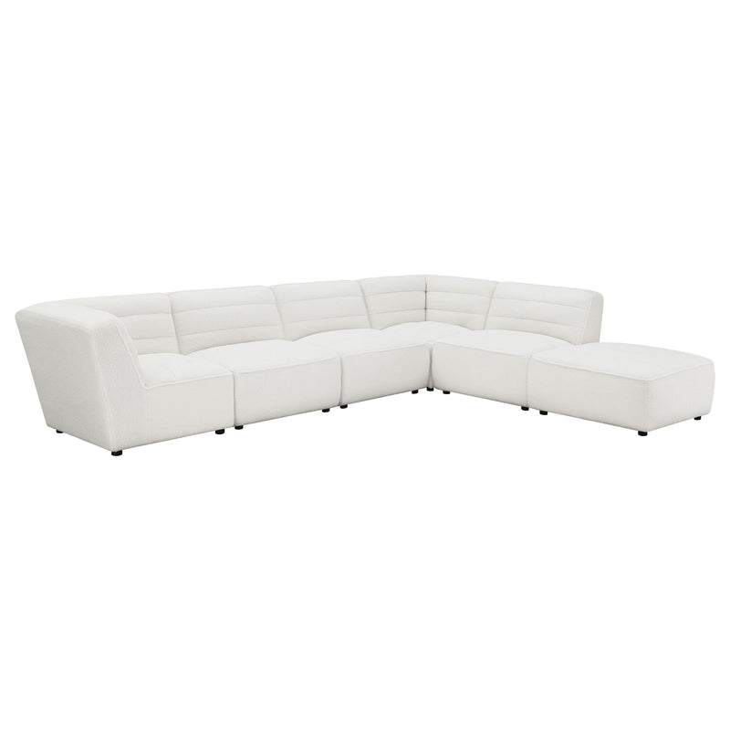 Sunny 6-piece Upholstered Modular Sectional Sofa Ivory Sherpa - 551621-SET