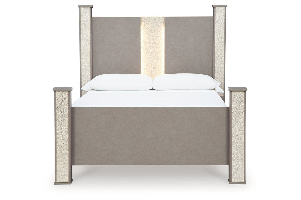 Surancha Gray Queen Poster Bed - Gate FurnitureQueen Bed