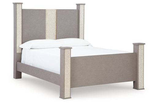 Surancha Gray Queen Poster Bed - Gate FurnitureQueen Bed