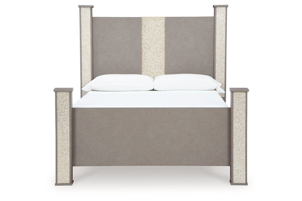 Surancha Gray Queen Poster Bed - Gate FurnitureQueen Bed
