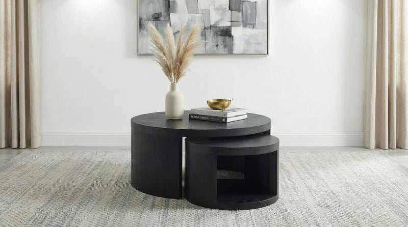 Sweeney 2-piece Round Wood Occasional Nesting Table Set Black - 722820
