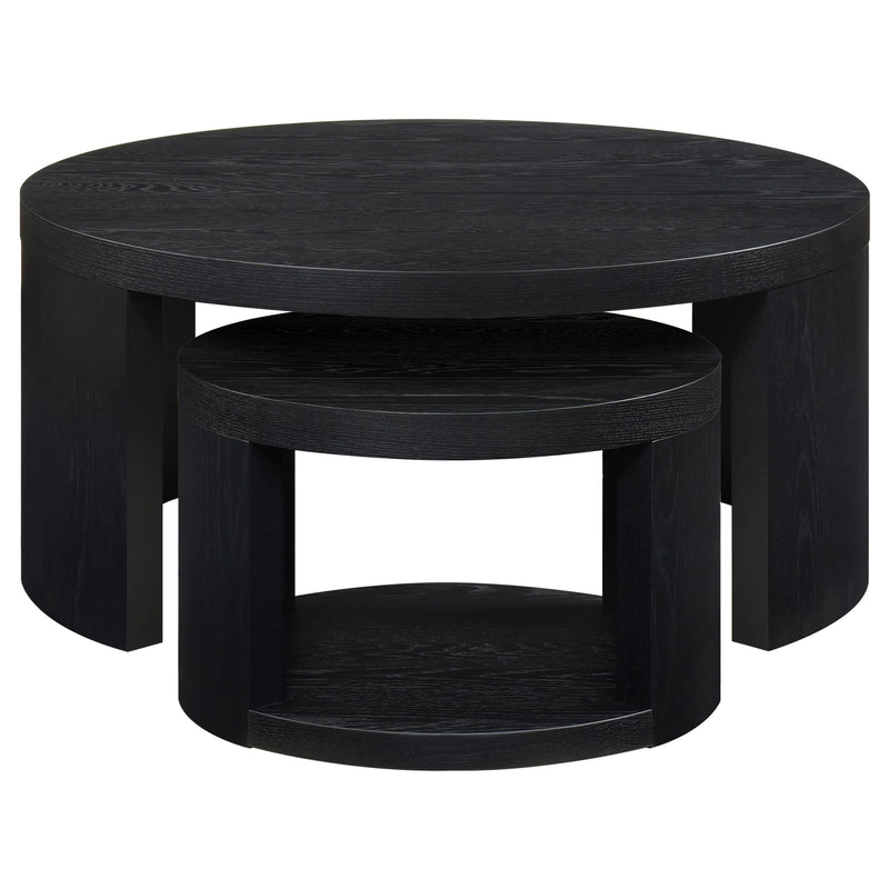 Sweeney 2-piece Round Wood Occasional Nesting Table Set Black - 722820