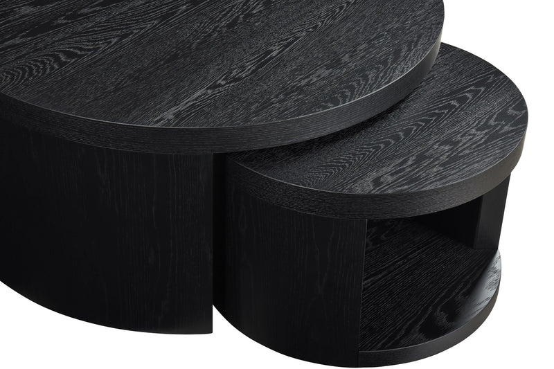 Sweeney 2-piece Round Wood Occasional Nesting Table Set Black - 722820