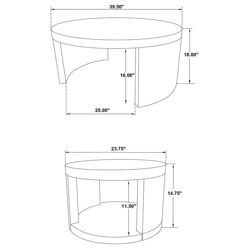 Sweeney 2-piece Round Wood Occasional Nesting Table Set Black - 722820